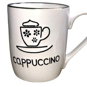 Royal Norfolk Cappuccino Mug 12 Oz Ceramic White Black Trim Cup Dishwasher Safe